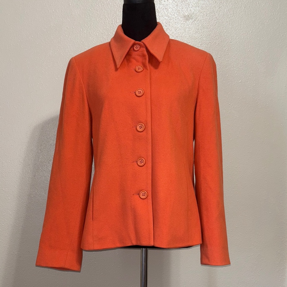 Louben-Women's Sherbert Orange Button-Up Jacket